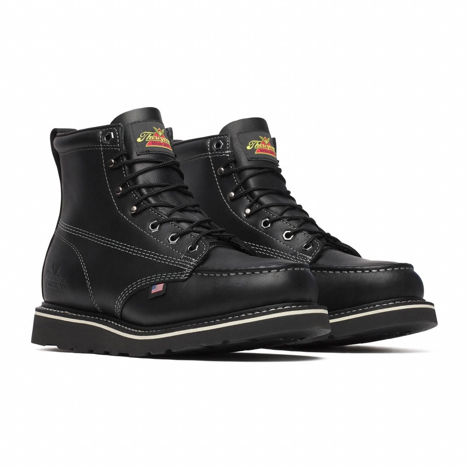 THOROGOOD SHOES 8146206D110 Black Moc Toe Wedge Boot 6 11 D