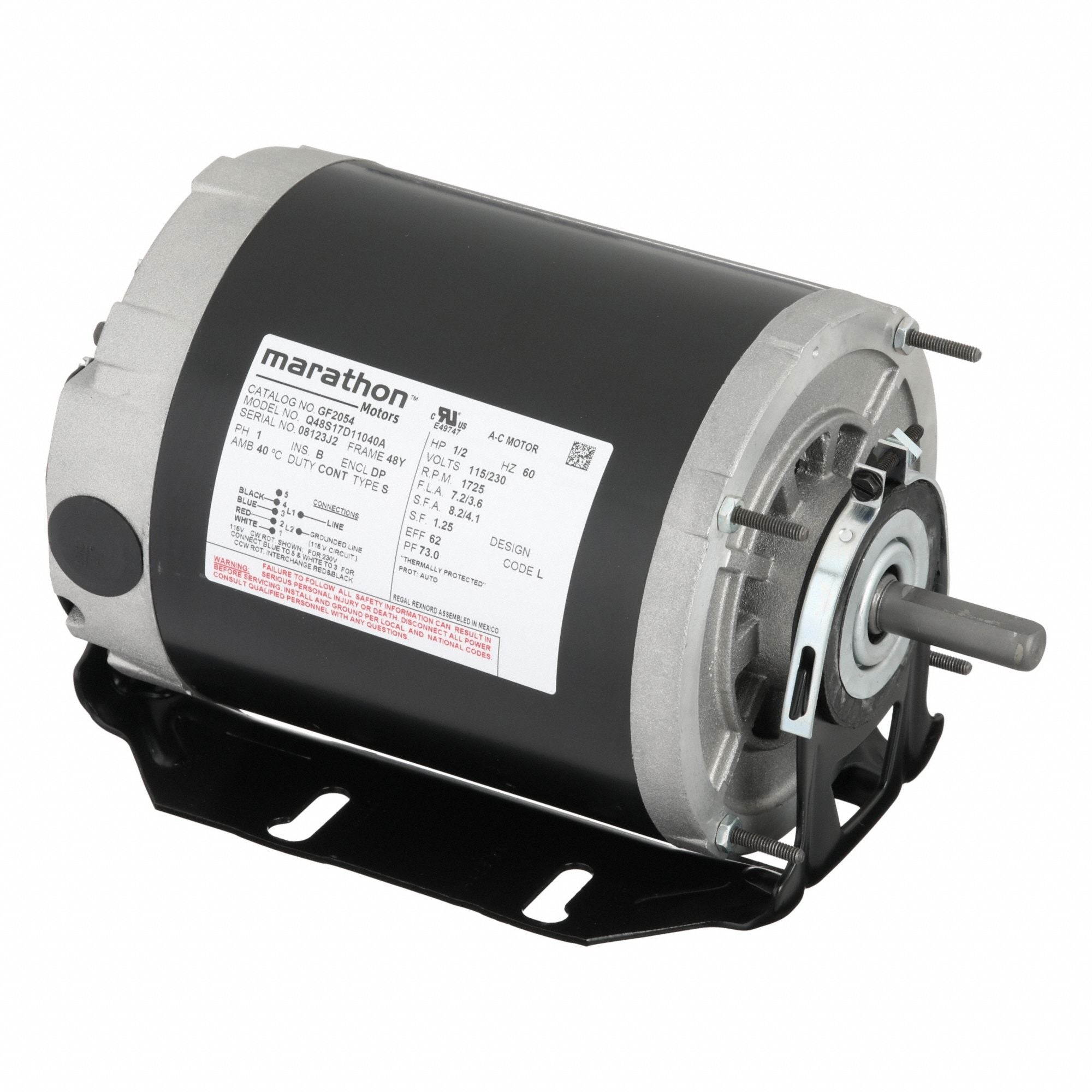 MARATHON MOTORS 048S17D11040 Direct Drive Blower Motor Keyed 1/2