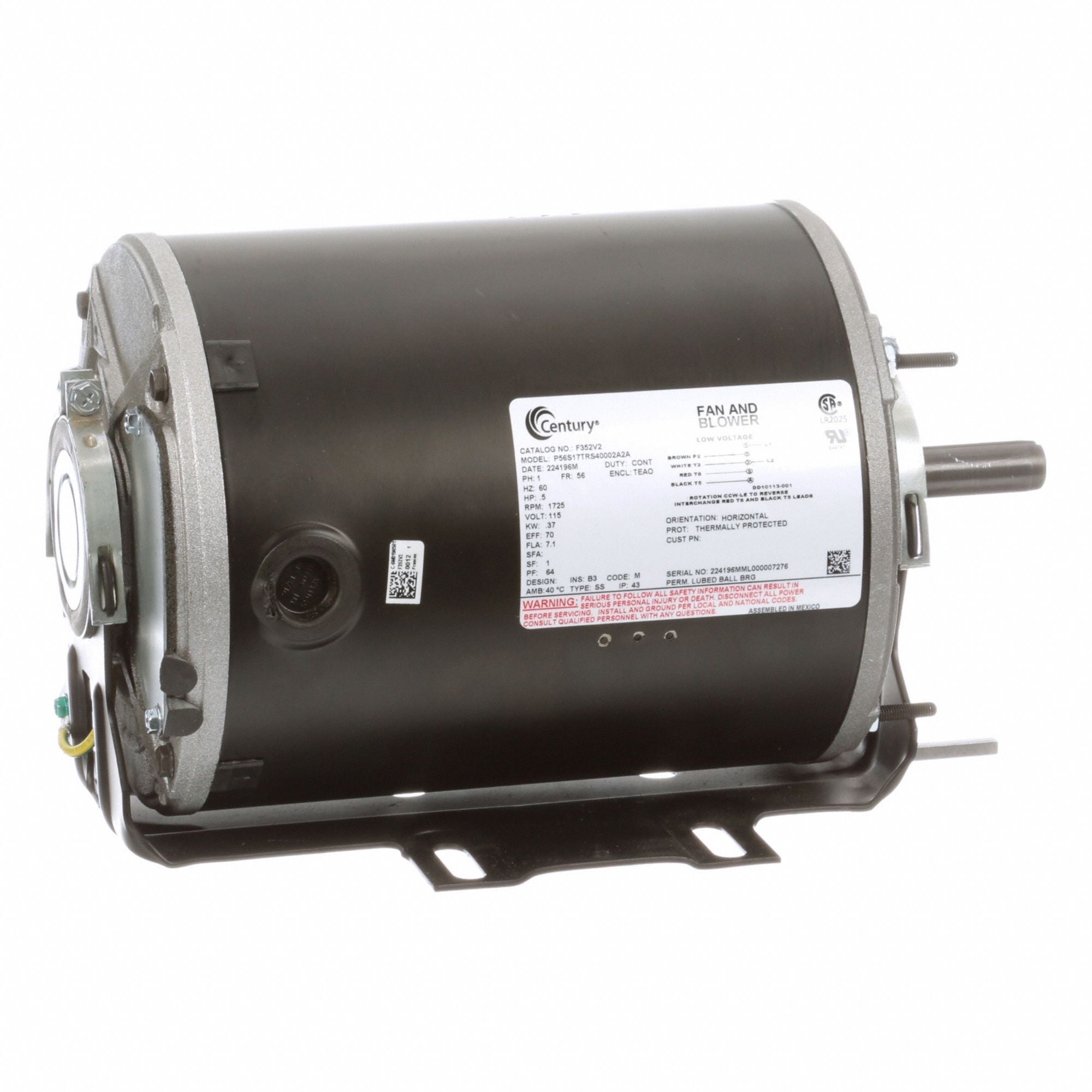CENTURY F352V2 Direct Drive Blower Motor 115V
