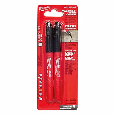 MILWAUKEE 48223105 Marker Black Bullet Tip Pk2