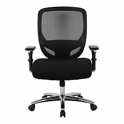 GRAINGER 830KL2 Office Chair Adj Arm Black/Silver 400 lb