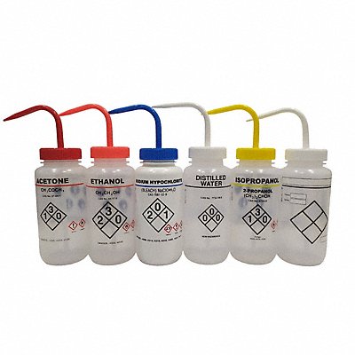 GRAINGER 832J86 Wash Bottle 500 mL Cap. Plastic PK6