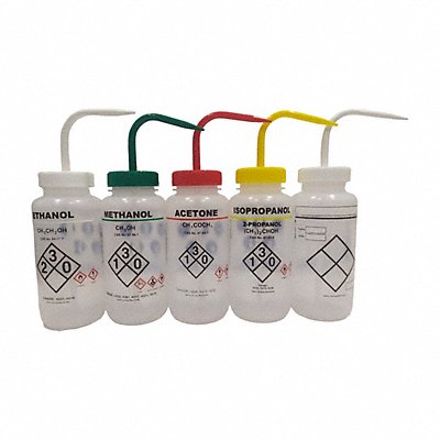 GRAINGER 832J91 Wash Bottle 500 mL Cap. Plastic PK5