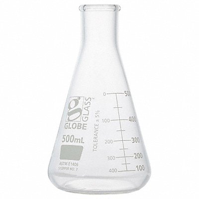 GLOBE SCIENTIFIC 8430500 Erlenmeyer Flask 500 mL 188 mm H