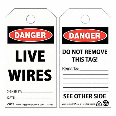 ZING 7026 Safety Tag 5 3/4 Overall H Plastic