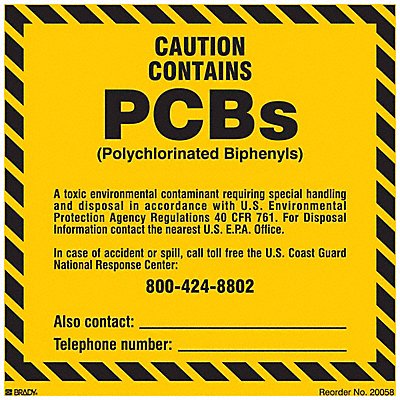 BRADY 20058LS Chemical Label 6 in W Vinyl PK10