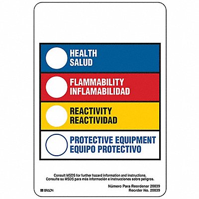 BRADY 20039LS HMIG Label 4 in W 5-7/8 in H PK100
