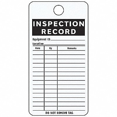 SEE ALL INDUSTRIES ILGENE Test Rcd Tag 4-1/4 x 3 In Bk/Wht PK25