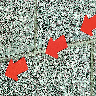 GRAINGER 8ADC7 Floor Tape Red 3 inx3 ft Arrow PK50
