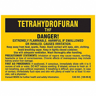 BRADY 24210QLS Chemical Label 3-1/2 in H PK25