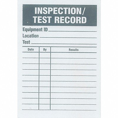 SEE ALL INDUSTRIES ILINSP Test Rcd Tag 4-1/4 x 3 In Foil PK25