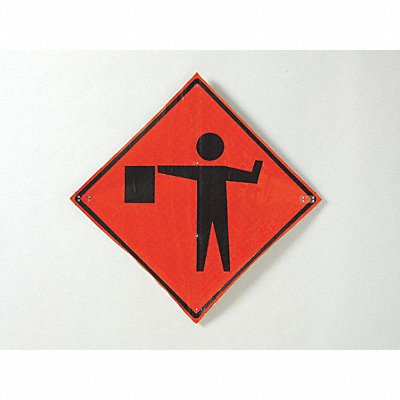 EASTERN METAL SIGNS AND SAFETY C36SBFO3FHHDFLAGGERSYMBOL Flagger Ahead Traffic Sign 36 x 36