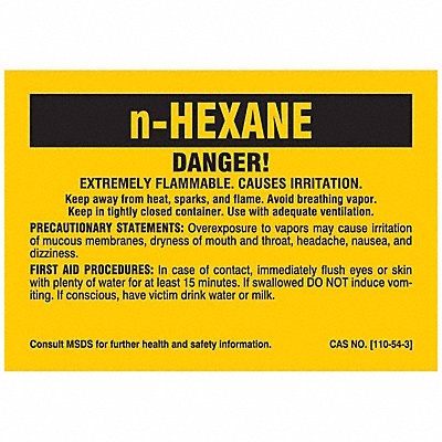 BRADY 7271PLS Chemical Label Self Adhesive PK25