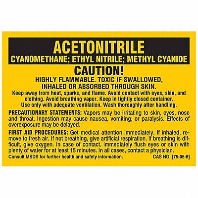 BRADY 8181PLS Chemical Label Self Adhesive PK25