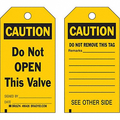 BRADY 86426 Caution Tag 5 3/4in H 3in W Polyest PK10