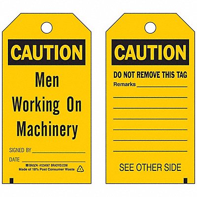 BRADY 86544 Caution Tag 5 3/4in H 3in W Polyest PK10