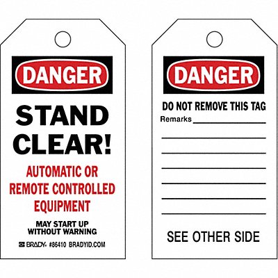 BRADY 86639 Danger Tag 5 3/4in H 3in W Crdstck PK100
