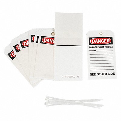 BRADY 81991 Danger Tag 7 in H 4 in W Polyester PK10