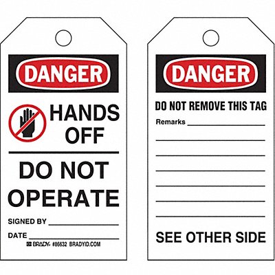 BRADY 86632 Danger Tag 5-3/4 x 3 In Cardstock PK100
