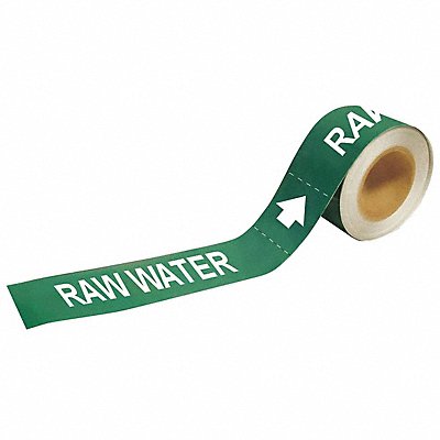 BRADY 20458 Pipe Marker Raw Water 1 in H 8 in W