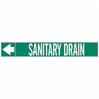BRADY 73925 Pipe Marker Santry Drain 2in H 12in W