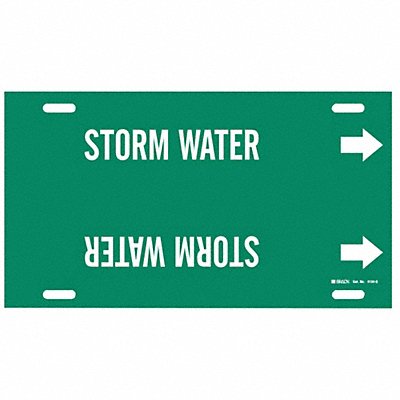 BRADY 4134G Pipe Marker Storm Water 10 in H 24 in W