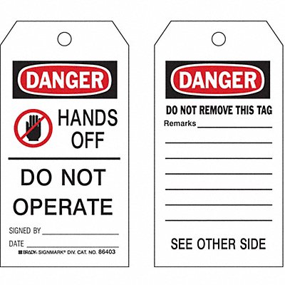 BRADY 86403 Danger Tag 5-3/4 x 3 In Hd Polyest PK10