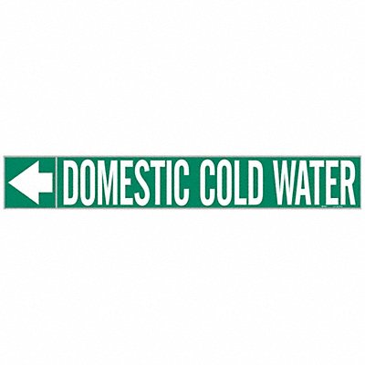 BRADY 20425 Pipe Marker Domestic Cold Water 1in H