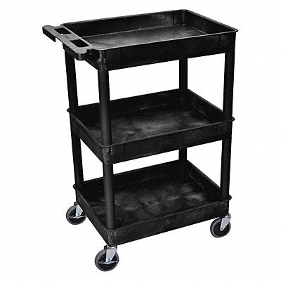 GRAINGER STC111B Utility Cart 300 lb Cap. PE 3 Shelves