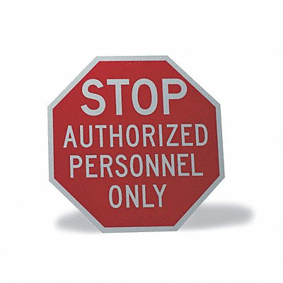 LYLE ST01412HA Reflective Auth Personnel Stop Sign 12x12in