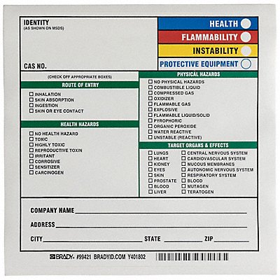 BRADY 99421 Secondary Label 7 in H 7 in W PK100
