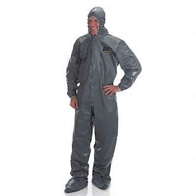 LAKELAND LS51150LG Hooded Coverall With Attached Boot Green L