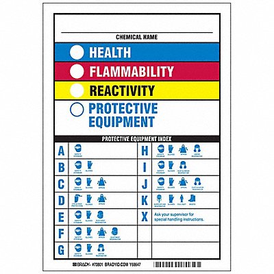 BRADY 70801 NFPA Label 10 in H 7 in W