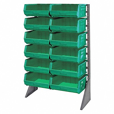 QUANTUM STORAGE SYSTEMS QRU12S25012GN F1614 BinRailFlrRck 36inx54inx15in Load Capacity 100lb