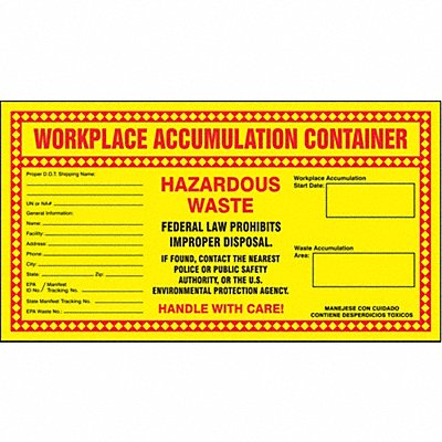 ACCUFORM MHZW22PSP DOT Handling Label Waste 11 W PK25