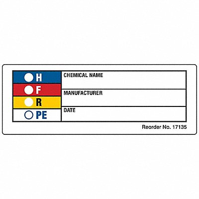 BRADY 17135LS HMIG Label 1-1/8 in H Paper PK1000