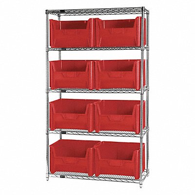 QUANTUM STORAGE SYSTEMS WR5700RD F1591 Bin Shelving 18inx74inx42in Red