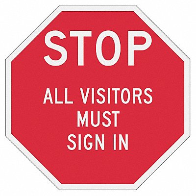 LYLE ST03512HA Reflective Visitors Stop Sign 12x12in Alum
