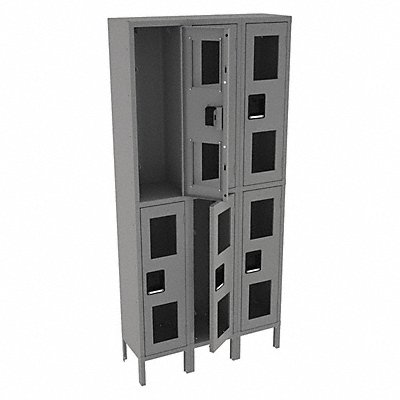 TENNSCO CDL1212363MEDGRE Wardrobe Locker Clearview 3 Wide 2 Tier Grey