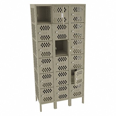 TENNSCO VBL612183SND Box Locker Ventilated 3 Wide 6 Tier Sand