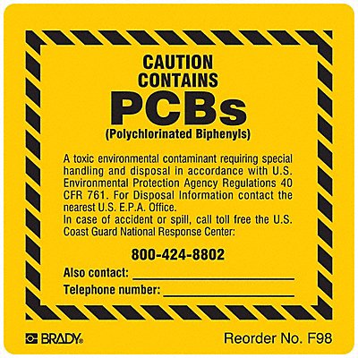 BRADY F98LS Chemical Label 2 in H Polyester PK100