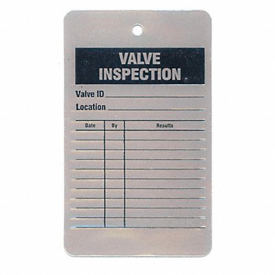 SEE ALL INDUSTRIES TUFVALV Inspection Tag 5 x 3 In Al PK25