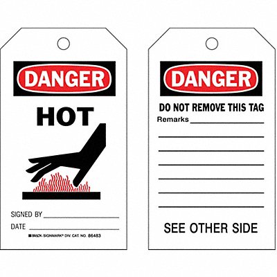 BRADY 86596 Danger Tag 7 in H 4 in W Polyester PK10