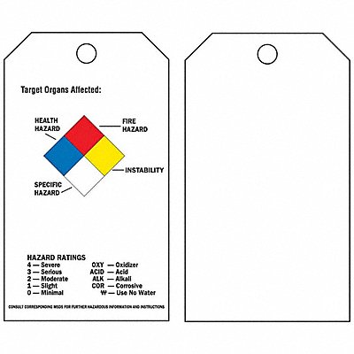 BRADY 99103 Tag Polyester Chemical Hazard PK25