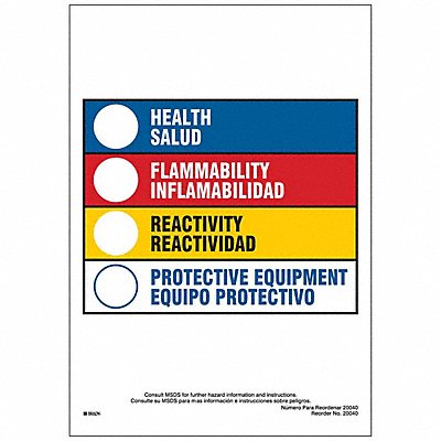 BRADY 20040LS HMIG Label 10 in H 7 in W PK100