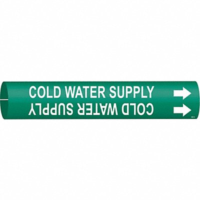 BRADY 4031C Pipe Markr Cold Water Supply 2in H 2in W