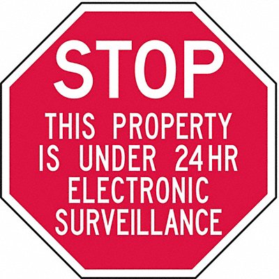 LYLE ST03012HA Reflective Surveillnce Stop Sign 12x12in Alum