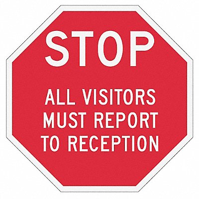 LYLE ST03412HA Reflective Visitors Stop Sign 12x12in Alum