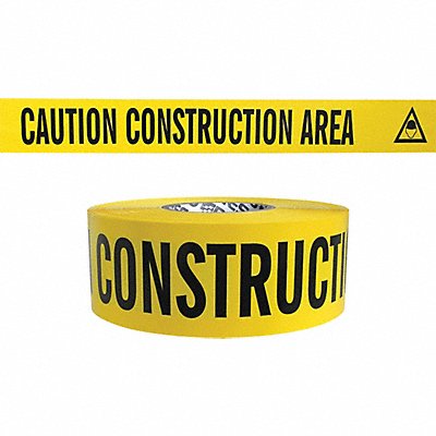 GRAINGER B354Y2200 Barricade Tape Yellow 500 ft L 3 in