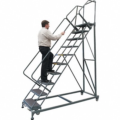 BALLYMORE SW1032G Safety Rolling Ladder Steel 100 In.H